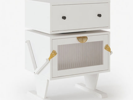Robot LED Nightstand With 360° Rotating Drawer