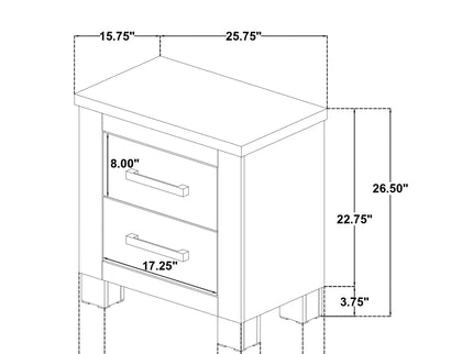 Sansome - 2 Drawer Nightstand Bedside Table - Oak