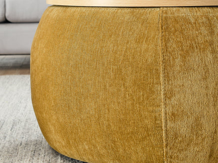 Round Storage Ottoman, 2 In 1 Function, End Table And Ottoman