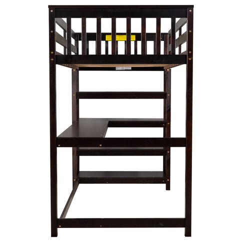 Loft Bed With Storage Shelves And Under Bed Desk