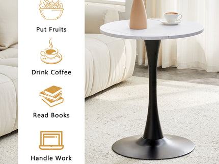 Round Dining Table With Thickened Engineered Wood Top And Metal Pedestal, 23.6" Diameter For Kitchen, Living Room, Small Spaces