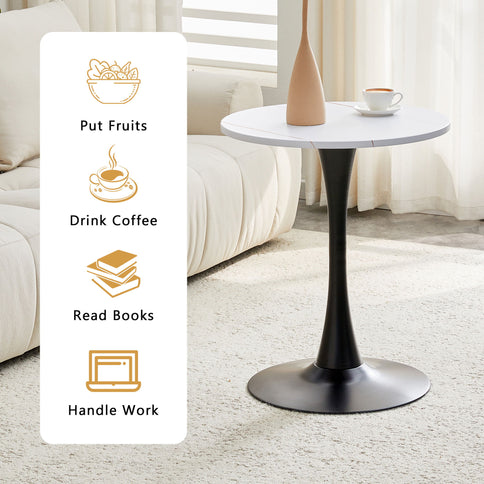 Round Dining Table With Thickened Engineered Wood Top And Metal Pedestal, 23.6" Diameter For Kitchen, Living Room, Small Spaces
