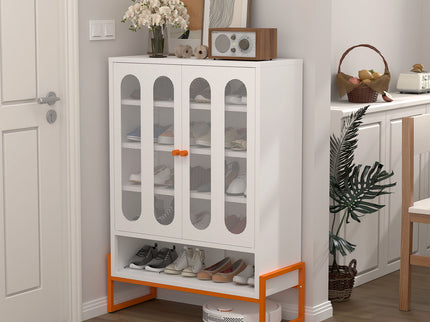 Modern Metal Shoe Cabinet With DoublebSided Doors And Adjustable Partitions