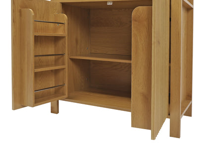 Fluted Tall Arched Pantry Cabinet With Adjustable Shelves