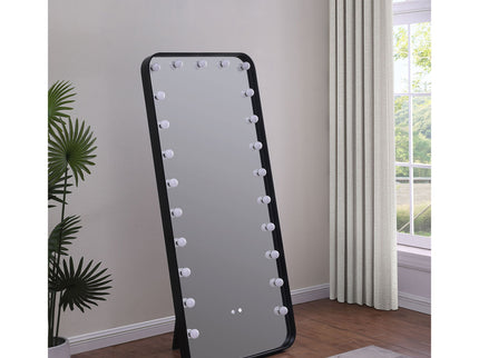 Villancourt - LED Standing Mirror With Speakers - Black