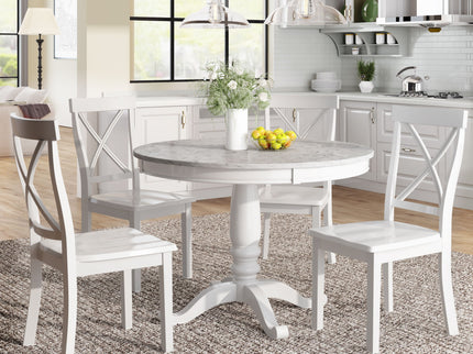 5 Pieces Dining Table And Chairs Set For 4 Persons, Kitchen Room Solid Wood Table With 4 Chairs