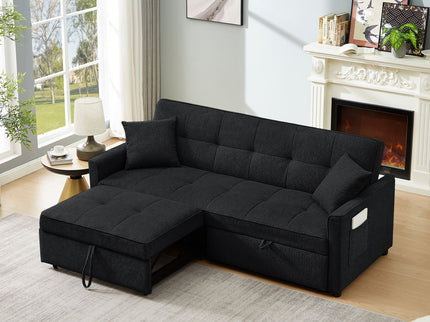 3 In 1 Convertible Sleeper Sofa Bed, Reclining Backrest, Pillows, Pockets