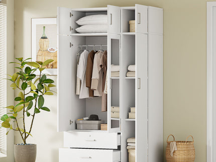 Modern 3 Door Mirror Wardrobe With 2 Drawers And Top Cabinet