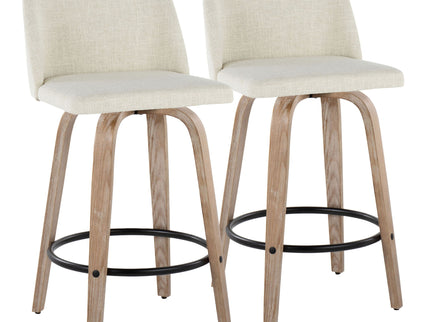 Toriano - Contemporary Fixed Height Counter Stool Swivel & Round Footrest (Set of 2)
