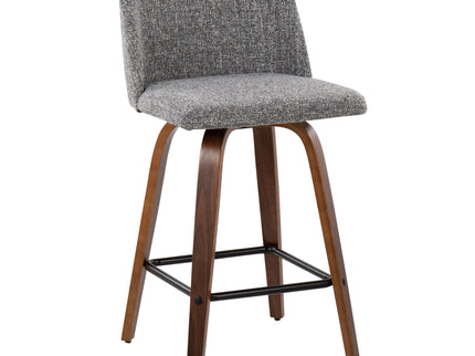 Toriano - Mid Century Modern Fixed Height Counter Stool & Square Footrest (Set of 2)