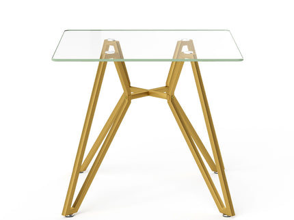 Modern Glass Dining Table With Metal Legs