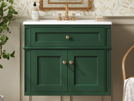 Wall Mounted Bathroom Vanity With Tip Out Drawer And Open Back Design