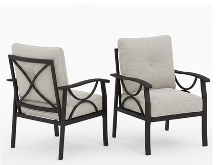 All-Weather Armchairs With Cushions, Modern Sculptural Design (Set of 2)