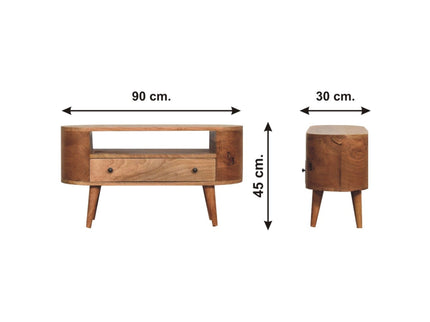 Modern Mini Rounded Entertainment Unit - Oak