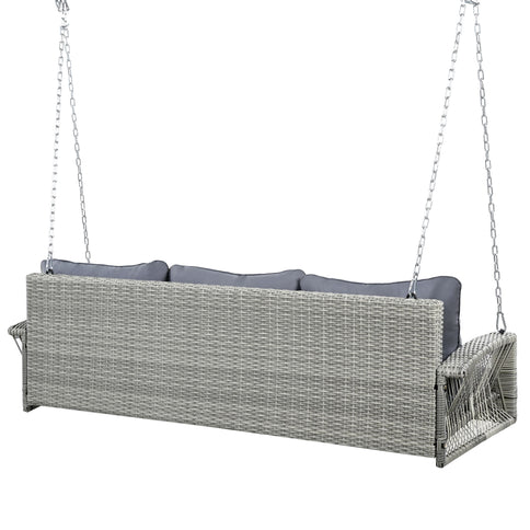 3 Person Large Patio Swing Bench With Cushions For Backyard