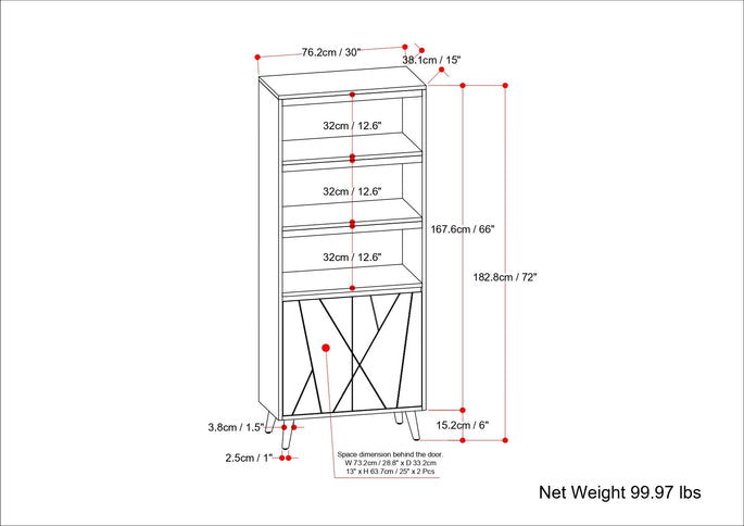 Jager - Bookshelf With Doors - Natural