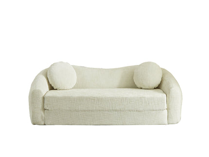 Curved Convertible Sofa, 2 In 1 Frameless Folding Sofa Bed With Pull Out Base And Deep Seat