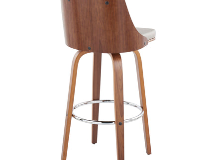 Gianna - Mid Century Modern Fixed Height Barstool With Swivel With Round Footrest (Set of 2)