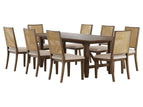 Light Brown / 9 Pc. Table, 8 Chairs