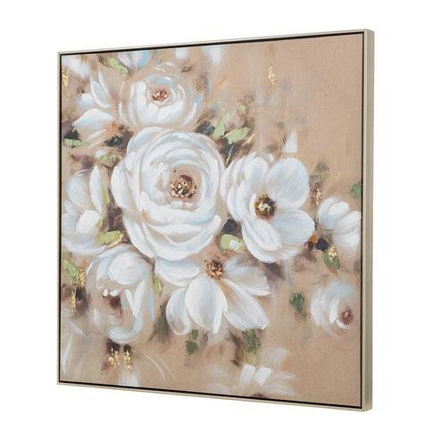 Square Framed Wall Art Flower Canvas Print, Home Decor For Living Room Kitchen Foyer Office - Multicolor