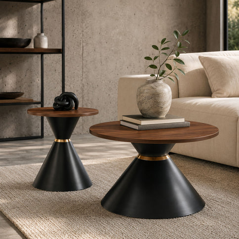 2 Piece Round Coffee Table Set For Living Room