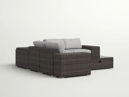 Modern Patio Rattan Sectional Set With Cushions