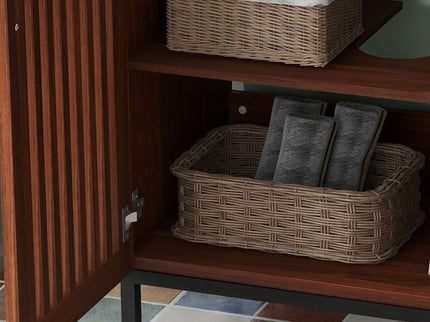 30" Vintage Bathroom Vanity With Ceramic Sink, Modern Bathroom Vanity Cabinet With 2 Soft Close Doors, Equpiied With 4 Sturdy Iron Legs - Antique Dark Brown