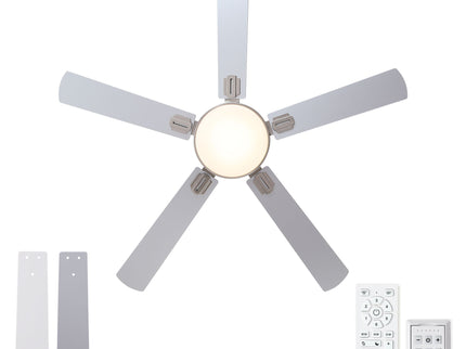 Flush Mount Ceiling Fans With LED Light And Remote Control, 5 Blades