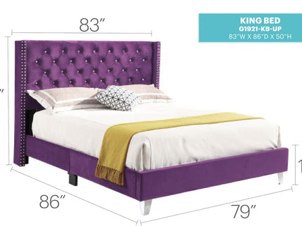 Upholstered Nailhead Trim Chic Bed