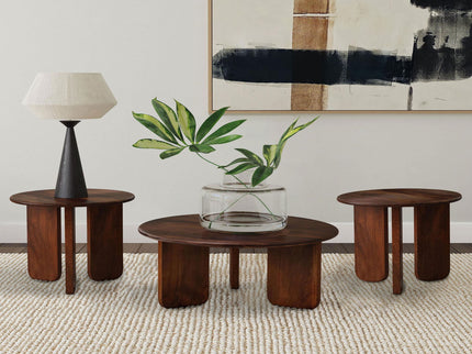 Columbo - 3 Piece Coffee And End Table Set With Round Tops - Brown