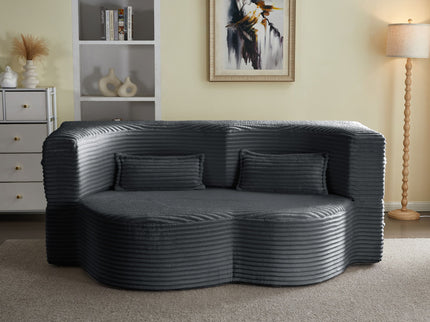 Floor Convertible Sleeper Sofa Bed With 2 Pillows