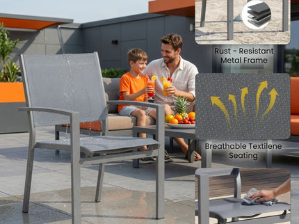 Outdoor Patio Chairs, Ergonomic (Set of 6) - Gray
