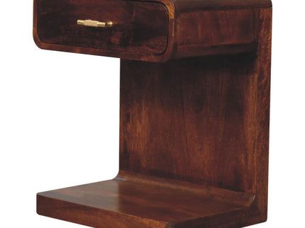 T Bar Rounded Bedside Table - Dark Brown