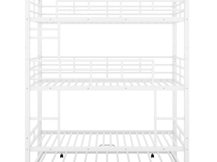 Triple Bunk Bed With Trundle, Heavy Duty Steel Construction