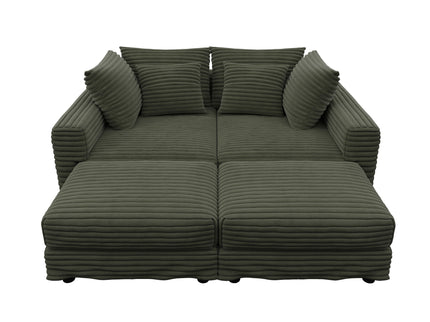 Convertible Deep Seat Sofa With Soft Pillows And Ottomans