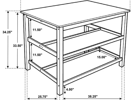 Cowichan - Kitchen Island Counter Table With Pot Rack - White