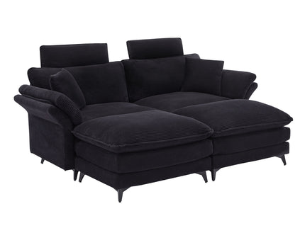 Modern Deep Seat Sectional Sofa With Ottoman
