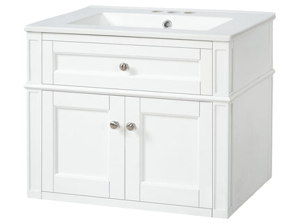Wall Mounted Bathroom Vanity With Tip Out Drawer And Open Back Design