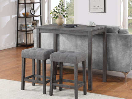 Lux - 3 Piece Counter Height Pub Table With Tufted Stools (Set of 3)