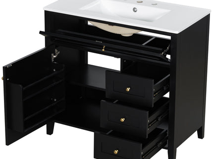 Bathroom Vanity With Sink, Cabinet With 3 Drawers And Adjustable Shelf