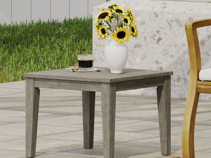 Dexterity - Outdoor Square Side Table With Wood Frame - Gray