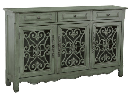 Naomi - 3 Drawer Scrollwork Accent Cabinet - Green