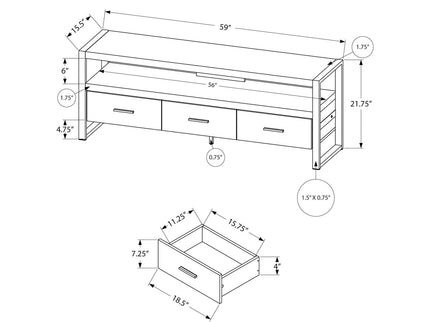 TV Stand, Console, Media Entertainment Center, Storage Drawers, Modern