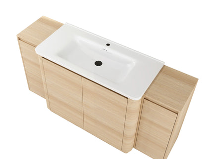 Freestanding Bathroom Vanity With Sink, 2 Small Storage Cabinets, Soft Close Doors