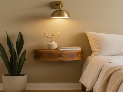 Wall Mounted Rounded Nightstand - Oak