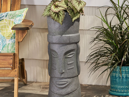 Classic Flower Planter With Magnesium Oxide Material - Stone Gray