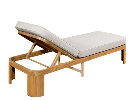 Outdoor Chaise Lounge With Cushion, 5 Position Adjustable Backrest