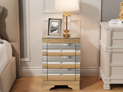 Nightstand With 3 Drawers, Bedside Table For Bedroom - Silver