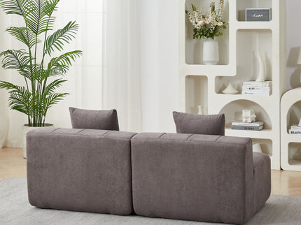 Curved Sectional Sofa With 2 Pillows For Living Room - Gray