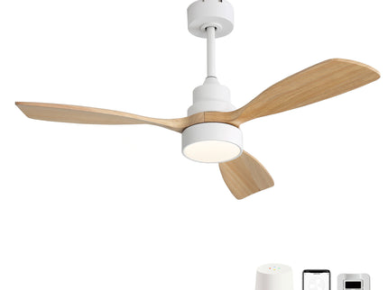 48" Ceiling Fan With Light And App Control, Quiet DC Motor, 6 Speed Fan, Dual Mounting - White
